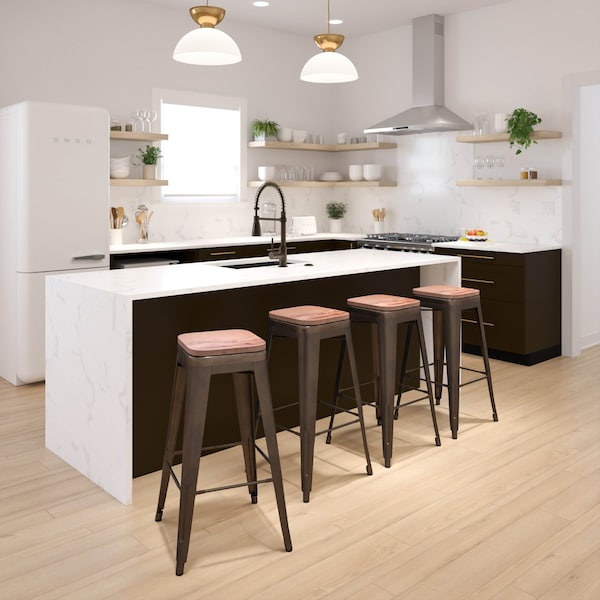 Flash Furniture 30" High Metal Indoor Bar Stool, Gray, PK4 4-ET-31320W-30-GN-R-GG - main
